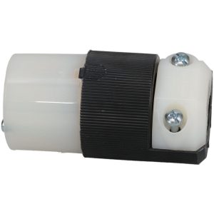 HUBBELL WIRING DEVICE-KELLEMS Straight Blade Connector: 5-15R, 125VAC, Black & White HBL5269C