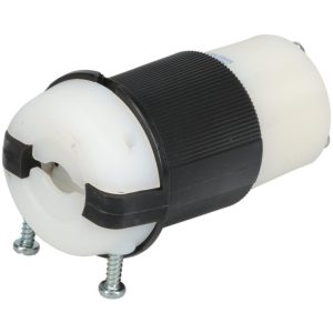 HUBBELL WIRING DEVICE-KELLEMS Locking Inlet: Connector, Industrial, L6-20R, 250V, Black & White HBL2323