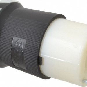 HUBBELL WIRING DEVICE-KELLEMS Locking Inlet: Connector, Industrial, L21-20R, 120 & 208V, Black & White HBL2513