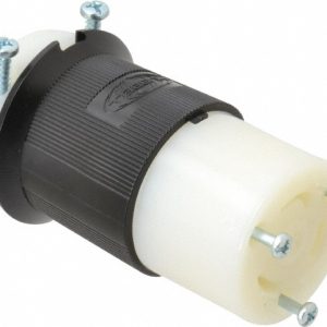 HUBBELL WIRING DEVICE-KELLEMS Locking Inlet: Connector, Industrial, L5-30R, 125V, Black & White HBL2613