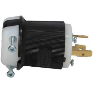 HUBBELL WIRING DEVICE-KELLEMS Locking Inlet: Plug, Industrial, L6-20P, 250V, Black & White HBL2321