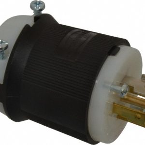 HUBBELL WIRING DEVICE-KELLEMS Locking Inlet: Plug, Industrial, L22-20P, 277 & 480V, Black & White HBL2521