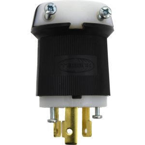 HUBBELL WIRING DEVICE-KELLEMS Locking Inlet: Plug, Industrial, L6-30P, 250V, Black & White HBL2621