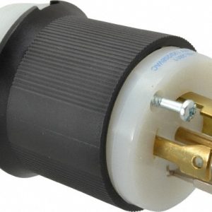 HUBBELL WIRING DEVICE-KELLEMS Locking Inlet: Plug, Industrial, L21-30P, 120 & 208V, Black & White HBL2811