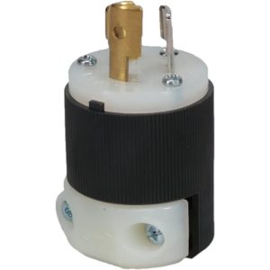 HUBBELL WIRING DEVICE-KELLEMS Locking Inlet: Plug, Industrial, L5-15P, 125V, Black & White HBL4720C