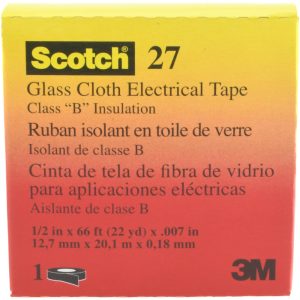 3M Electrical Tape: 1/2" Wide, 66' Long, 7 mil Thick, White 7000005814