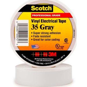 3M Electrical Tape: 1/2" Wide, 20' Long, 7 mil Thick, Gray 7000132640