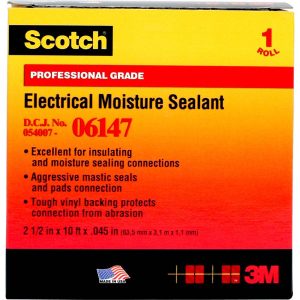 3M Electrical Tape: 2-1/2" Wide, 10' Long, 45 mil Thick, Black 7000005872