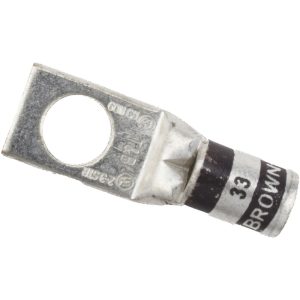 THOMAS & BETTS Square Ring Terminal: Non-Insulated, 2 AWG, Compression Connection 54143-TB