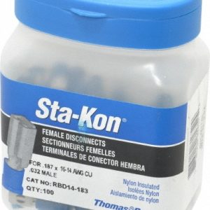THOMAS & BETTS Wire Disconnect: Female, Blue, Nylon, 16-14 AWG, 0.187" Tab Width RBD14-183