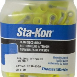 THOMAS & BETTS Wire Disconnect: Female, Yellow, Nylon, 12-10 AWG, 1/4" Tab Width RC10-250A