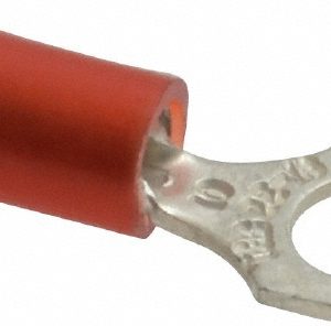 THOMAS & BETTS D Shaped Ring Terminal: Partially Insulated, 22 to 16 AWG, Crimp Connection RA18-10