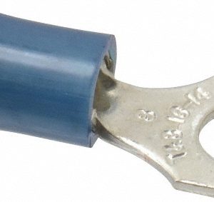 THOMAS & BETTS D Shaped Ring Terminal: Partially Insulated, 18 to 14 AWG, Crimp Connection RB14-8
