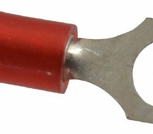 THOMAS & BETTS Standard Fork Terminal: Red, Nylon, Partially Insulated, #10 Stud, Crimp RA18-10F