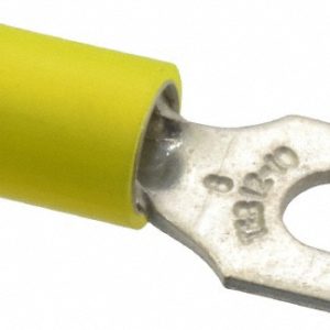 THOMAS & BETTS Standard Fork Terminal: Yellow, Nylon, Partially Insulated, #8 Stud, Crimp RC10-8F