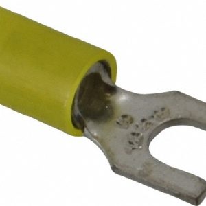 THOMAS & BETTS Standard Fork Terminal: Yellow, Nylon, Partially Insulated, #10 Stud, Crimp RC10-10F