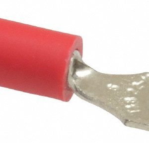 THOMAS & BETTS Standard Fork Terminal: Red, Vinyl, Partially Insulated, #6 Stud, Crimp 18RA-6F