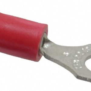 THOMAS & BETTS Standard Fork Terminal: Red, Vinyl, Partially Insulated, #8 Stud, Crimp 18RA-8F