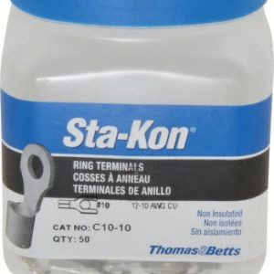 THOMAS & BETTS D Shaped Ring Terminal: Non-Insulated, 12 to 10 AWG, Crimp Connection C10-10