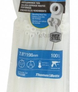 THOMAS & BETTS Cable Tie: 7.8" Long, Natural, Nylon, Mountable TY535M