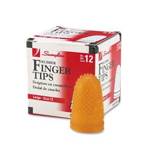 SWINGLINE Finger Guards; Guard Type: Finger Guard ; Finger Coverage: Front/Side/Tip ; Tip Type: Closed End ; Material: Rubber ; Size: Large ; Overall Length: 0.75 ACC54033