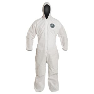 DUPONT Disposable Coveralls: Liquid, Splash & Abrasion Protection, Size 5X-Large, 1.3000 oz, ProShield 10, Zipper Closure PB127SWH5X002500