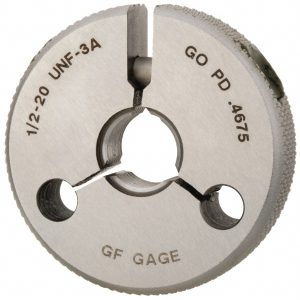 GF GAGE Threaded Ring Gage: 1/2-20 Thread, UNF, Class 3A, Go R0500203AGK