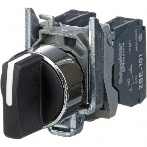 SQUARE D Selector Switch Only: 3 Positions, Momentary (MO), Black Knob XB4BD53