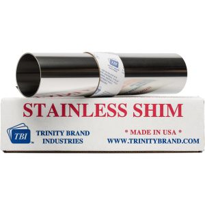 TRINITY BRAND INDUSTRIES Metal Shim Stock: Roll, 0.0010" Thick, 50" Long, 12" Wide, 302 Stainless Steel M-SW-1