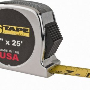 US TAPE Tape Measure: 25' Long, 1" Width, Yellow Blade 57213