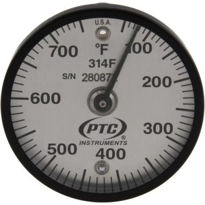 PTC INSTRUMENTS 50 to 750&deg;F, 2" Dial Dia, Dual Magnet Mount Thermometer 314F