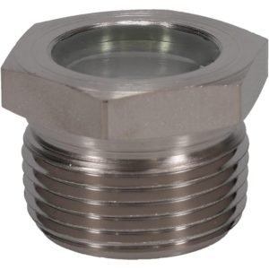 LDI INDUSTRIES 15/16" Sight Diam, 1" Thread, 1.06" OAL, High Pressure Fused Pipe Thread, Open View Sight Glass & Flow Sight LSP51-06