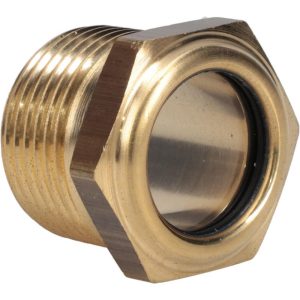 LDI INDUSTRIES 3/4" Sight Diam, 3/4" Thread, 1" OAL, Low Pressure Pipe Thread Lube Sight, Open View Sight Glass & Flow Sight LSP151-05