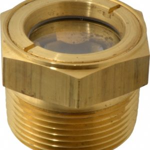 LDI INDUSTRIES 1-1/8" Sight Diam, 1-1/4" Thread, 1.44" OAL, Low Pressure Pipe Thread Lube Sight with Reflector Sight Glass & Flow Sight LSP151-07-01