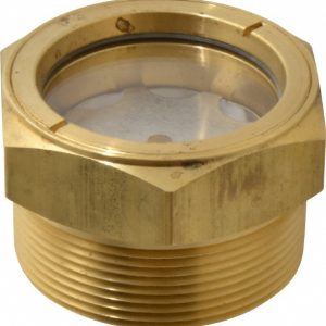 LDI INDUSTRIES 1-7/8" Sight Diam, 2" Thread, 1.69" OAL, Low Pressure Pipe Thread Lube Sight with Reflector Sight Glass & Flow Sight LSP151-09-01