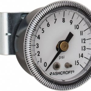 ASHCROFT Pressure Gauge: 1-1/2" Dial, 0 to 15 psi, 1/8" Thread, NPT, Center Back Mount 662876000128