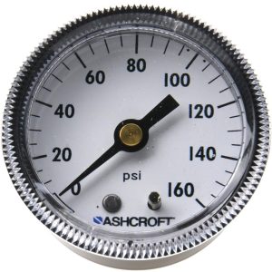 ASHCROFT Pressure Gauge: 2" Dial, 0 to 160 psi, 1/4" Thread, NPT, Center Back Mount 662876000555