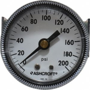 ASHCROFT Pressure Gauge: 2" Dial, 0 to 200 psi, 1/4" Thread, NPT, Center Back Mount 662876000562