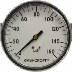 ASHCROFT Pressure Gauge: 3-1/2" Dial, 0 to 160 psi, 1/4" Thread, NPT, Center Back Mount 662876151325