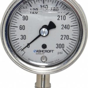 ASHCROFT Pressure Gauge: 2-1/2" Dial, 0 to 300 psi, 1/4" Thread, NPT, Lower Mount 94479