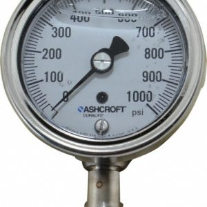 ASHCROFT Pressure Gauge: 2-1/2" Dial, 0 to 1,000 psi, 1/4" Thread, NPT, Lower Mount 94212