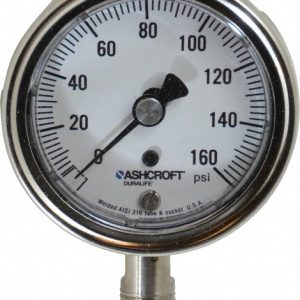 ASHCROFT Pressure Gauge: 2-1/2" Dial, 0 to 160 psi, 1/4" Thread, NPT, Lower Mount 94329