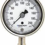 ASHCROFT Pressure Gauge: 2-1/2" Dial, 0 to 200 psi, 1/4" Thread, NPT, Lower Mount 94330