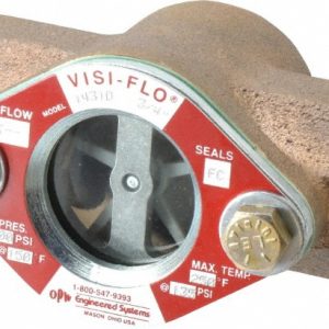 OPW ENGINEERED SYSTEMS Bronze Body Visi-Flo Sight Flow Indicator: 3/4" NPTF, 200 psi, Use with Liquid 1431D-0072