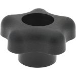 GIBRALTAR Star Knob: 1-3/4" Head Dia, 5-Point, Polypropylene, Black KNH1-HEX5S3A--