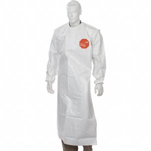 DUPONT Disposable & Chemical-Resistant Apron: 49-3/4" Length, 12.00 mil Thick, White SL278BWH00001200