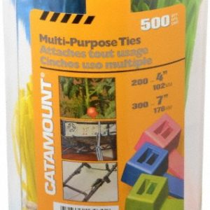 THOMAS & BETTS 4 to 7 Inch Range, Blue, Green, Orange, Pink and Yellow Cable Ties 9M500C