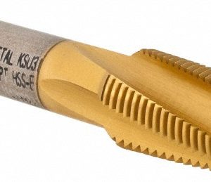 KENNAMETAL 1/8-27 NPT, 15&deg; Helix, 4 Flutes, 2-1/2 - 3-1/2 Chamfer, TiN Finish, High Speed Steel, Spiral Flute Pipe Tap 5629794