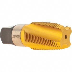 KENNAMETAL 1 - 11-1/2 NPT, 15&deg; Helix, 4 Flutes, 2-1/2 - 3-1/2 Chamfer, TiN Finish, High Speed Steel, Spiral Flute Pipe Tap 5629908