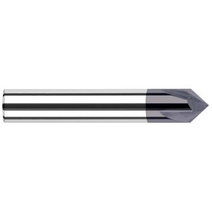 HARVEY TOOL Chamfer Mill: 3/8" Dia, 3/8" Shank Dia, 60 deg, 2 Flute, Solid Carbide, Single End 72530-C3